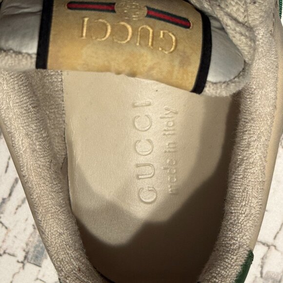Men's Gucci Sneakers Vintage Style Green Cream Monogram - Picture 2 of 8